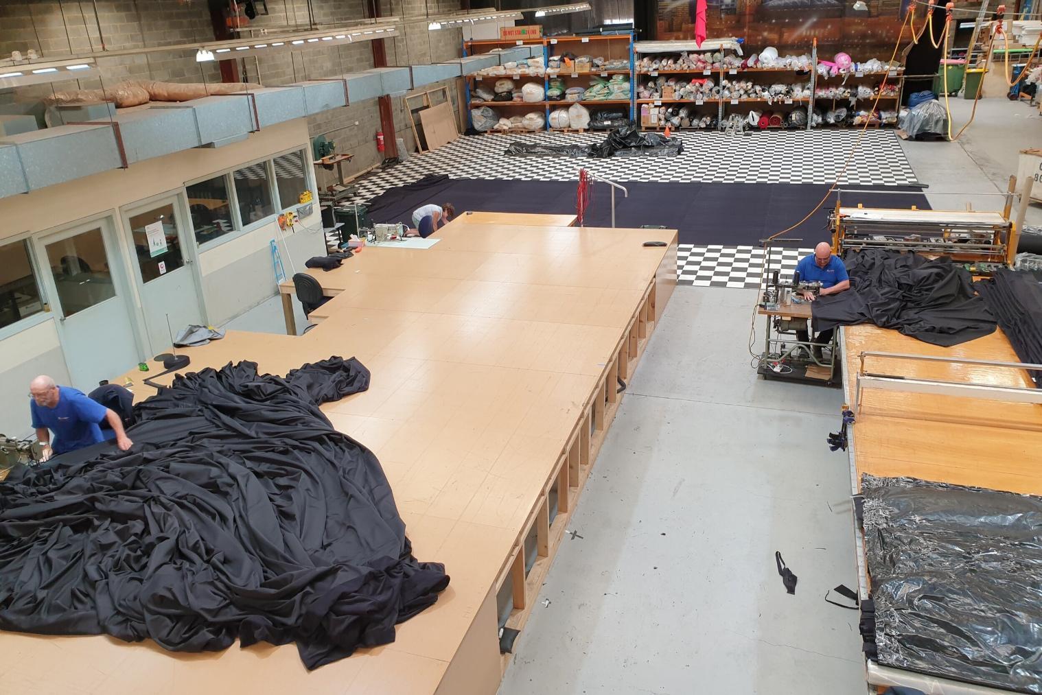 Hamilton+masking+drapes+in+progress